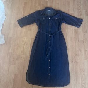 J Gee Denim Midi Belted Shirt Dress XL